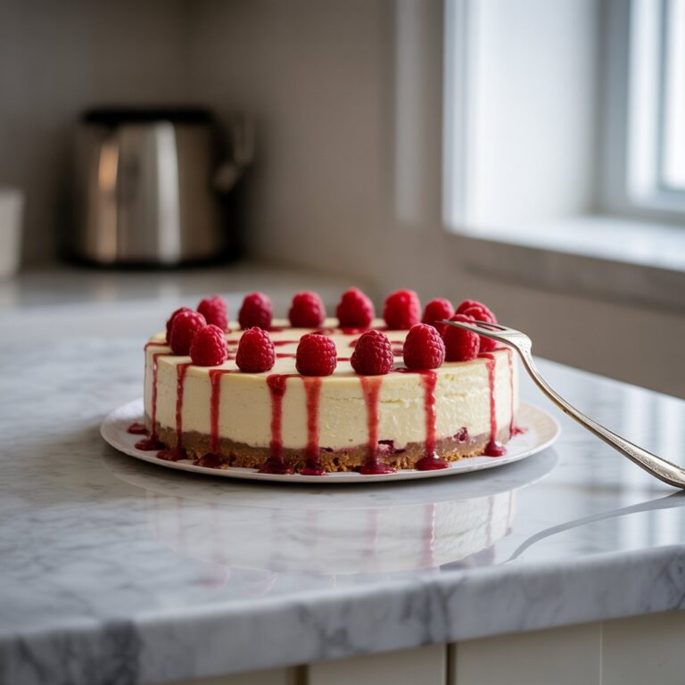 Elegant White Chocolate Raspberry Cheesecake