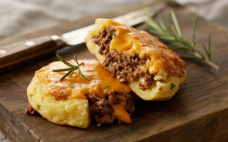 Cheesy Beef Stuffed Potato Cakes Recipe