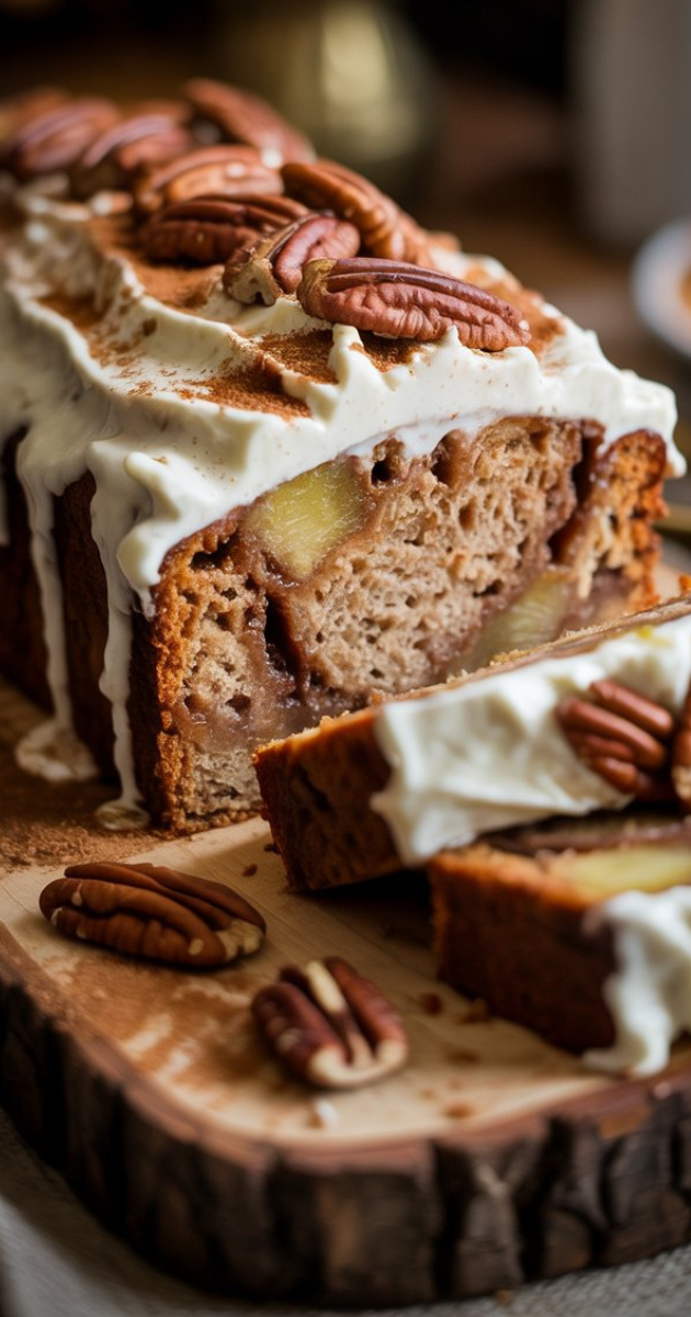 Southern-Style Hummingbird Loaf with Whipped Cinnamon Cream Cheese Slather
