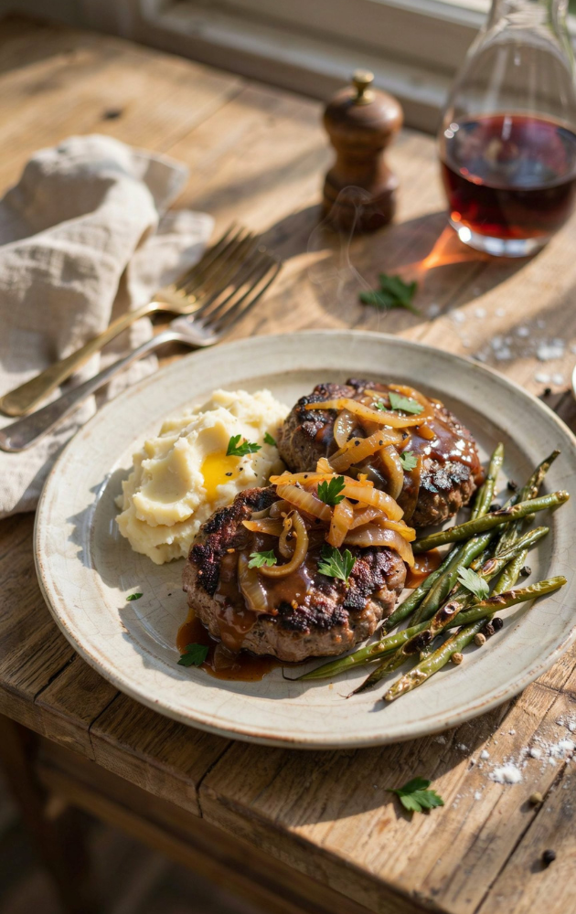 Homestyle Salisbury Steak with Rich Caramelized Onion Gravy