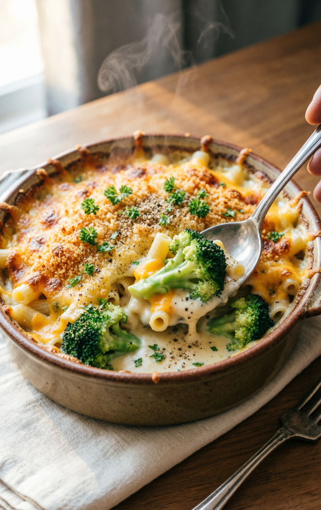 Rustic Broccoli and Sharp Cheddar Comfort Bake