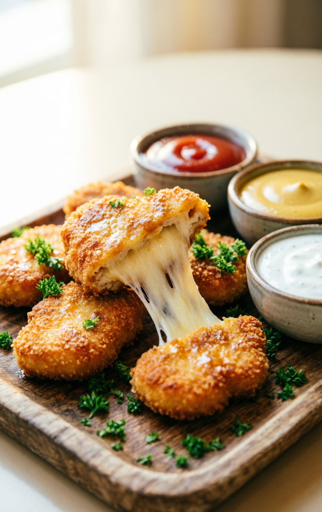 Homemade Melted Cheese Chicken Nuggets