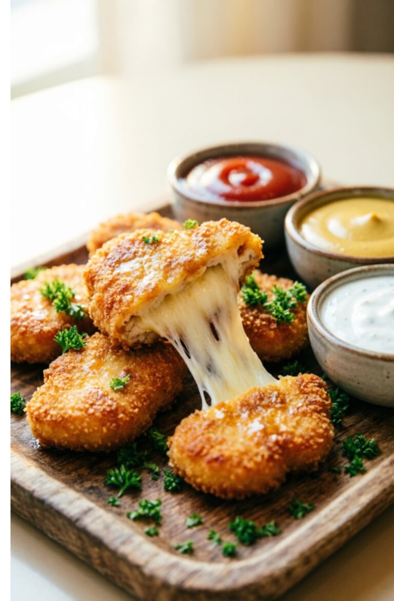 Homemade Melted Cheese Chicken Nuggets