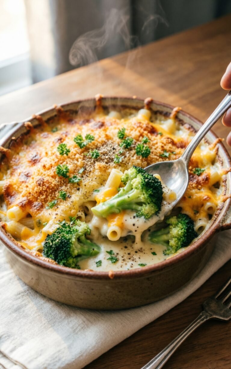 Rustic Broccoli and Sharp Cheddar Comfort Bake