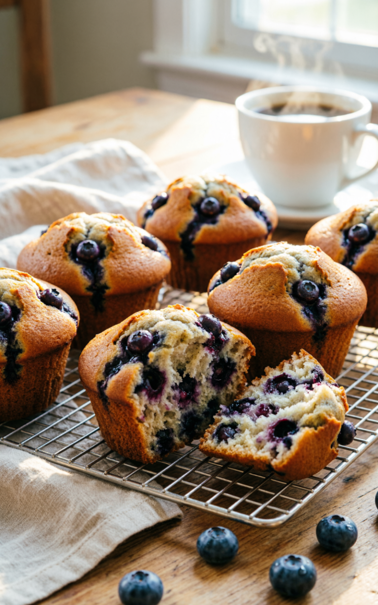 Blueberry Bliss Bakery Muffins – Soft, Moist & Bursting with Fresh Blueberries